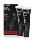 Ecodenta Charcoal Toothpaste, Teeth Whitening Toothpaste I Naturally Whitens Teeth and Removes Plaque I Black Natural Toothpaste Fluoride Free, Set 2x100ml