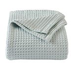 100% Cotton Waffle Weave Bed Blanket | Soft, Breathable, and Lightweight Blanket for All-Season | Perfect for Layering | Brielle Collection (Full / Queen, ICY Blue)