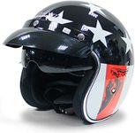 Open Face Motorcycle Helmet DOT Approved Half Casco Fit Men Women ATV Moped Scooter (X-Large, Stars)