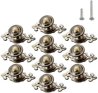 HUAMULAN 10 Pack Retro Alloy Knobs,Vintage Dresser Kitchen Petal Cabinet Pulls Bronze Alloy Base Back Plate Kid Cupboard Wardrobe Drawer Door Handles,2 Sized Screws