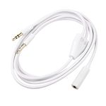 BRIEFCEC Headphone Splitter Mic Cable, Audio Mic 2 in 1 Cable, Headset 3.5mm Female to 2 Dual Male Microphone Audio Stereo Jack Earphones Port to Gaming Speaker PC Adapter (White, 150CM)