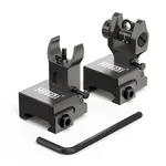 Feyachi Flip Up Iron Sight Front Rear Sight Compatible for Picatinny Rail and Weaver Rail of Rifle, Foldable Sights Nickel