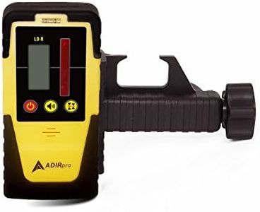 AdirPro Universal Rotary Laser Detector (LD-8) - Digital Rotary Laser Receiver with Dual Display and Built-In Bubble Level, Compatible with All Red Rotary Lasers - Rod Clamp Included