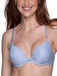 Vanity Fair Womens Ego Boost Push Up Bra Adds Up to One Full Cup Size Underwire Push Up Bras, Faded Denim Jacquard, 36C