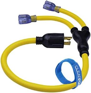 Clear Power 3 ft 10/4 Stow Y Adapter, Ideal for Generators, Inverters, Marine & RV, Temporary Power Boxes, Yellow, CP10139