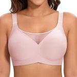 Cavotor Jelly Bras for Women Non Wired Comfort Support Gel Bra Seamless Lace Wireless T Shirt Soft Push Up Bralettes with Extender (Pink,XL)