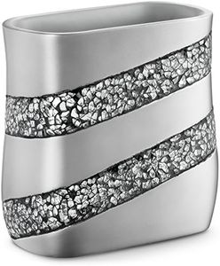 Creative Scents Silver Mosaic Bathroom Trash Can - Decorative Waste Basket for Bathroom - Durable Slim Small Garbage Can for Bathroom, Powder Room, Bedroom, Living Room Or Office - Space Friendly
