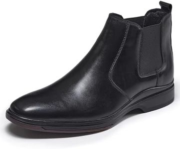 ArcBrothers Men's Chelsea Dress Boots Comfortable Leather Slip On Ankle Black Boots