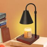 Podoy Candle Warmer Lamp with Timer, Dimmable Electric Candle Lamp Warmer for Jar Candles, Height Adjustable Lamp Candle Warmer with 2 * 50W Bulbs for Home Decor Wooden Base (Black)