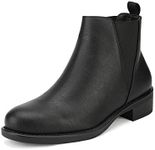 DREAM PAIRS Women's Ankle Boots Chunky Low Heel Chelsea Booties Slip On Elastic Fall Short Boots,Size 9,Black/pu,Isabella-2