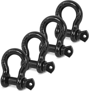 Digank D Ring Shackles, 1/2" Clevis Shackle with 9/16" Screw Pin 26,400Ibs Break Strength, Rugged Off Winch Shackle Heavy Duty Shakcles (Black) Accessories for Jeep Pickup Trucks SUV Trailer ATV UTV