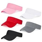 Marrywindix 5 Pieces Sport Wear Athletic Visor Sun Sports Visor Hat Visor Adjustable Cap for Women and Men, Black, White, Grey, Red, Pink, Medium-Large