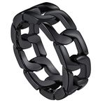 ChainsPro Men and Womens Stainless Steel Ring Cuban Curb Link Ring Black