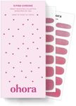 ohora Semi Cured Gel Nail Strips (N Pink Chrome) - Works with Any Nail Lamps, Salon-Quality, Long Lasting, Easy to Apply & Remove - Includes 2 Prep Pads, Nail File & Wooden Stick