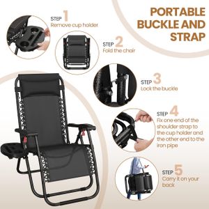 Yaheetech Zero Gravity Recliner Chairs Set of 2 – Adjustable Outdoor Loungers, Black