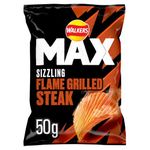 Walkers Max Flame Grilled Steak Crisps, 50 g, Pack of 24