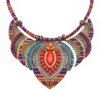 YAZILIND Ethnic Style Chunky Colorful Bohemian Festival Tribal Beaded Bib Collar Choker Costume Necklace Women Alloy Jewelry(Chain Length 45+5cm)