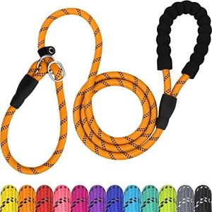 TagME Riflessivo Guinzaglio per Cani Taglia Grande,Guinzaglio Retriever,Guinzaglio Addestramento per Cani,Ø12mm x 185cm,Arancia