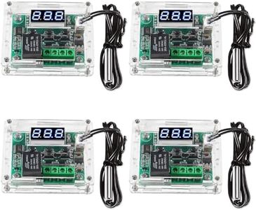 4 Pieces W1209 with Case 12V DC Digital Temperature Control Board Micro Digital Thermostat-50-110°C Electronic Temperature Control Module Switch with 10A Single Channel Relay and Waterproof Function