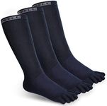 VWELL Toe Socks Cotton Athletic Running Five Finger Socks 3 Pairs,Size 7-11, Blue（3 Pairs）, 7-11