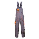 Portwest TX12 Men's Texo Contrast Bib and Brace Work Overalls - Workwear Dungarees with Elasticated Back and Storage Pockets Grey, 4X-Large