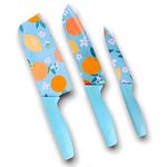 HOME SKILL® Knife Set for Kitchen Professional 3 Pieces High Carbon Stainless Steel Colour Printed Coated Chef Knife I Utility Knife I Kitchen Knives with Ergonomic Handle-Blue