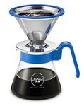 Osaka, Pour Over Coffee Dripper Starter Set, Color Series - Full Brewing Kit For Pourover Coffee Maker Lovers; Carafe, Filter, Measuring Spoon And Drip Tray - 4 Cup (20oz./600ml) Capacity (Blue)