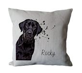 Personalised Black Labrador Dog Country Canvas Cushion - Customised Dog Owner & Lover Linen Cushion - Puppy Cushion Cover with Inner Filler