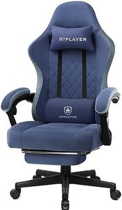 GTPLAYER Silla de tela para juegos con reposapiés, silla de escritorio para computadora con cojín de resorte de bolsillo, silla de oficina en casa, silla ergonómica de respaldo alto, soporte lumbar,