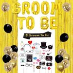 Bachelor Party Decorations for Men, Groom To Be Sash Balloons, Black and Gold Balloon & Photo Props Party Decor, Men Bachelor Decor Bridegroom Shower Wedding Party Supplies