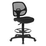 Office Star Deluxe Mesh Back Drafting Chair with 20" Diameter Adjustable Footing, Black Fabric Seat