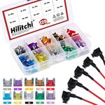 Hilitchi 125 Pcs in Total 5 Pcs 12V Car Add-a-Circuit Fuse Mini Tap ATM APM Blade Fuse Holder with 120 Pcs Fuse (2A 3A 5A 7.5A 10A 15A 20A 25A 30A 35A)