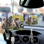 Personalized Photo Car Hanging Custom Photo Crystal Window Car Mirror Hanging Accessories Car Ornament Pendant Rearview Mirror Car Charms Decorations for Personalized Gifts