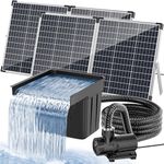 POPOSOAP Solar Pond Waterfall with 120W Solar Panel & 1600GPH Pond Pump, 10 Ft Corrugated Tubing, Filter Media, Pond Waterfall Kit for Outdoor Garden Pond, Streams P510X