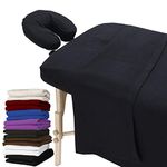 London Linens Extra Thick 100% Cotton Flannel Massage Table Cover Sheet 3 Piece Set (Exotic Black)