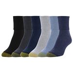 GOLDTOE Women's Classic Turn Cuff Socks 6 Pack, Grey/Blue Mix (6-pairs), Medium