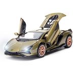 TGRCM-CZ 1/32 Scale Compatible for Lamborghini Sián FKP37 Car Model Toy, Sound and Light Pull Back Car Zinc Alloy Casting Toys for Kids Boy Girl Gift (Army Green)