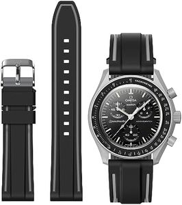 Stanchev Bands for Moonswatch Watch,Soft Silicone Strap Compatible with Omega x Swatch MoonSwatch Speedmaster 20mm Watch,Quick Release Waterproof Replacement Strap for Swatch Omega Men Women (Black)