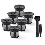 Reusable Ninja Dual Brew Coffee K-Cups Filters,6 Pack Reusable Coffee Filters Pods for Ninja Dual Brew Pro CFP301 CFP201, Stainless Mesh Capsule Cups Compatible with Ninja Dual Brew Coffee Maker with Spoon and Cleaning Brush