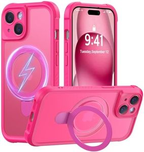 MOCCA Design for iPhone 15 Case with Magnetic Invisible Stand [Full Camera Protection] [Compatible with Magsafe] Military Drop Shockproof Translucent Matte Phone Case Cover 6.1",Hot Pink