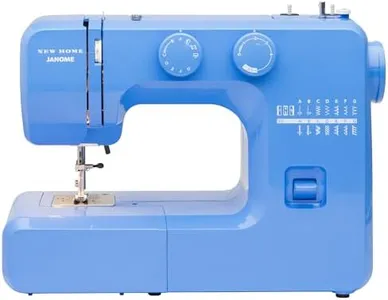 Janome Blue Couture Easy-to-Use Sewing Machine with Interior Metal Frame, Bobbin Diagram, Tutorial Videos, Made with Beginners in Mind!