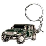 Rislobx Car Key Chain for Jeep Wrangler, Metal Key Chain Fob Cover Car Mods Keychain Accessory with Key Ring, Green, JP