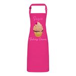 Personalised Apron - Cup Cake Baking Queen with Adjustable Neck Strap - Full Colour Print (Hot Pink)