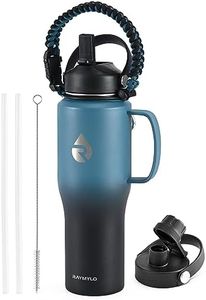 RAYMYLO Water Bottle 32oz, Insulated Tumblers with Handle & Straw Lid & Paracord Handle, Triple Wall Vacuum Food-grade Stainless Steel Leakproof Hydro Travel Flask, Fit in Any Car Cup Holder