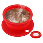 VVGCS Paperless Collapsible Pour Over Coffee Filter - Small Camping Coffee Makers Pour Over with Reusable Metal Coffee Filter - Pour Over Coffee Dripper for Single Serve and Travel (Red)