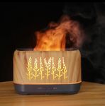 Essential Oil Diffuser, Desktop Flame Humidifier, Low Noise 200ml USB Charging Wood Grain Humidifier Aromatherapy Premium Flame Diffuser Humidifier Realistic Flame Effect, Night Light, Yoga, and Gym