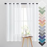 PONY DANCE Curtain White Semi-Transparent – 2 Pieces Linen Curtains with Eyelets Decorative Curtains for Children's Room & Bedroom Curtains Country House Style, H 160 x W 140 cm