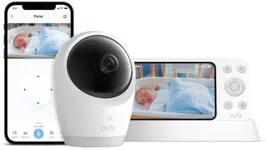 eufy Baby Monitor E21 with 4K Camera, Hybrid Wi-Fi and No Wi-Fi Connection, App and Monitor Control, Ultra-Clear Night View, Pan-Tilt, 8× Zoom, Portable Camera with Built-In Battery, ANR, Smart Alerts