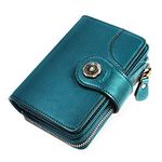 HOMPO Women's Small Wallets RFID Blocking Leather Wallet with Zipper Coin Pocket Bifold Mini Purse with ID Window