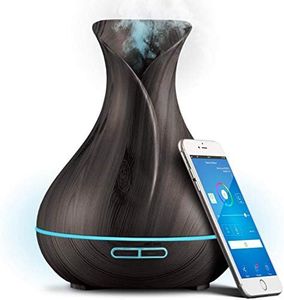 Smart WiFi Wireless Essential Oil Aromatherapy 400ml Ultrasonic Diffuser & Humidifier with Alexa & Google Home Phone App & Voice Control - Create Schedules - LED & Timer Settings (Coffee Black)
